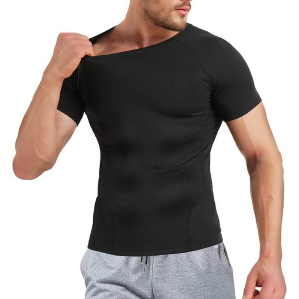 Mens Compression Shirts Gym Workout Black